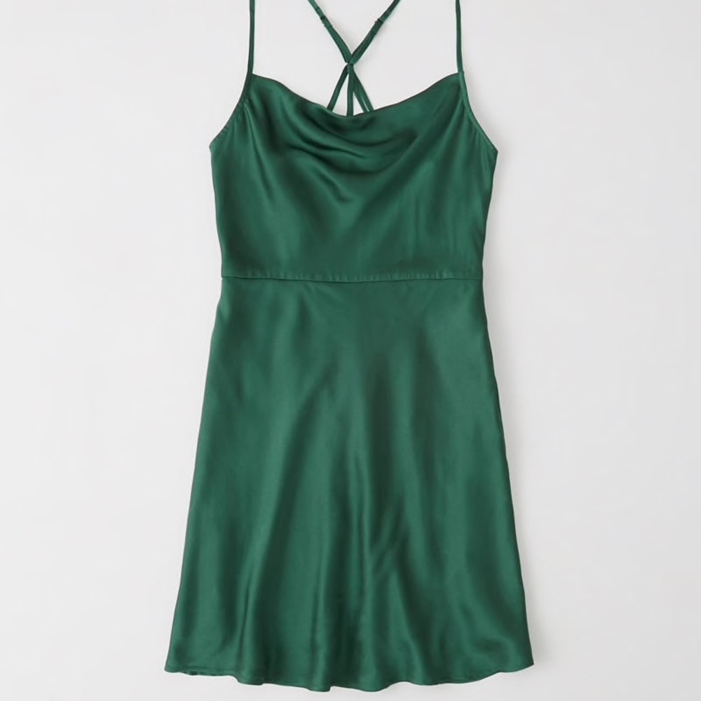 Cowl neck satin dress